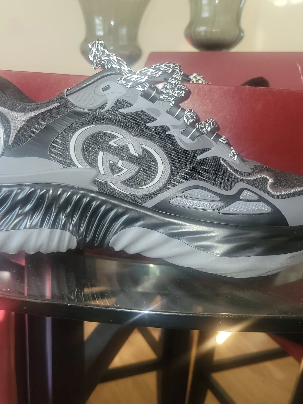Gucci Black and White Runner Sneaker
